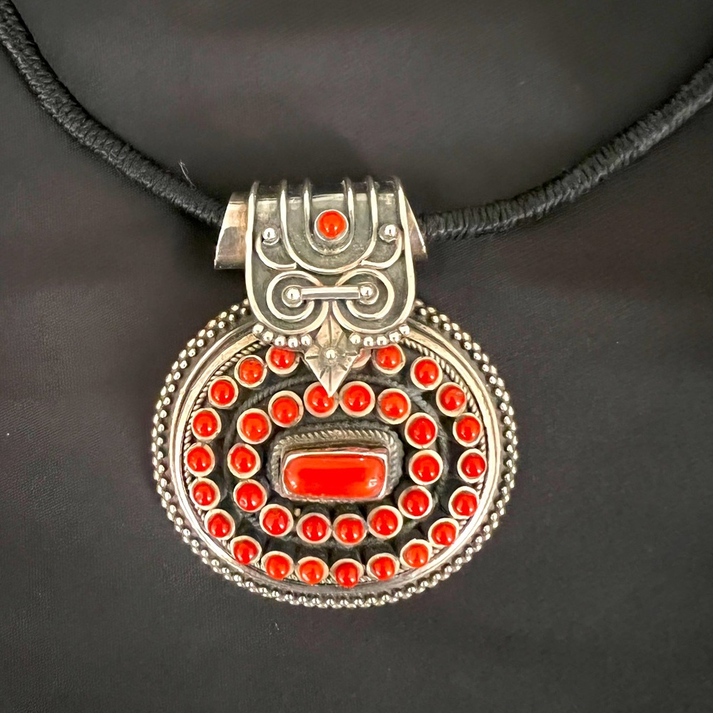 Genuine silver and coral necklace handmade in India